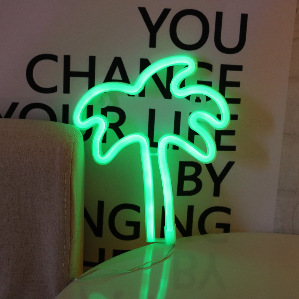 Coconut Tree Neon Signs Light Neon Light Kids Room Decoration Battery USB+Base