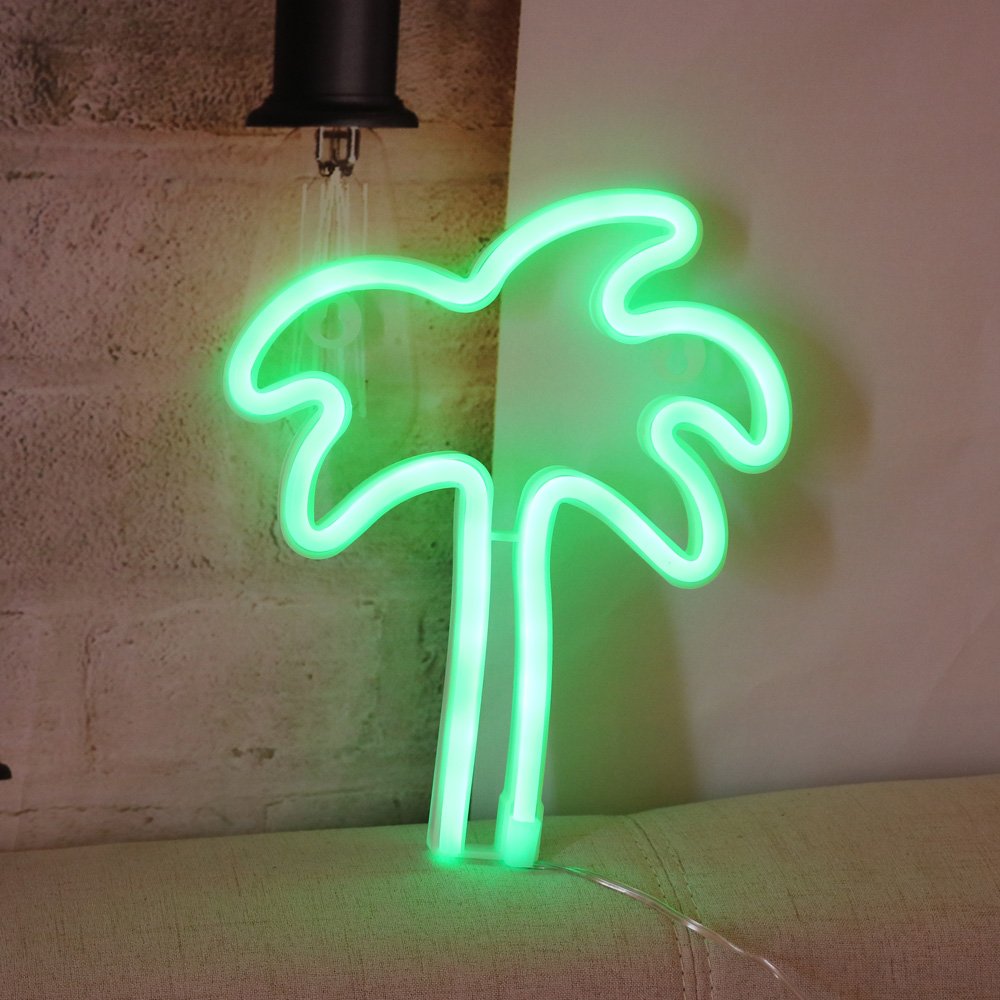 ENUOLI Palm Tree Neon Light Coconut Tree Neon Light LED Neon Sign with Base Battery//USB Operated Neon Lamp Neon Light Up Sign Neon Night Light Table Decor for Kids Room,Birthday,Wedding,Party